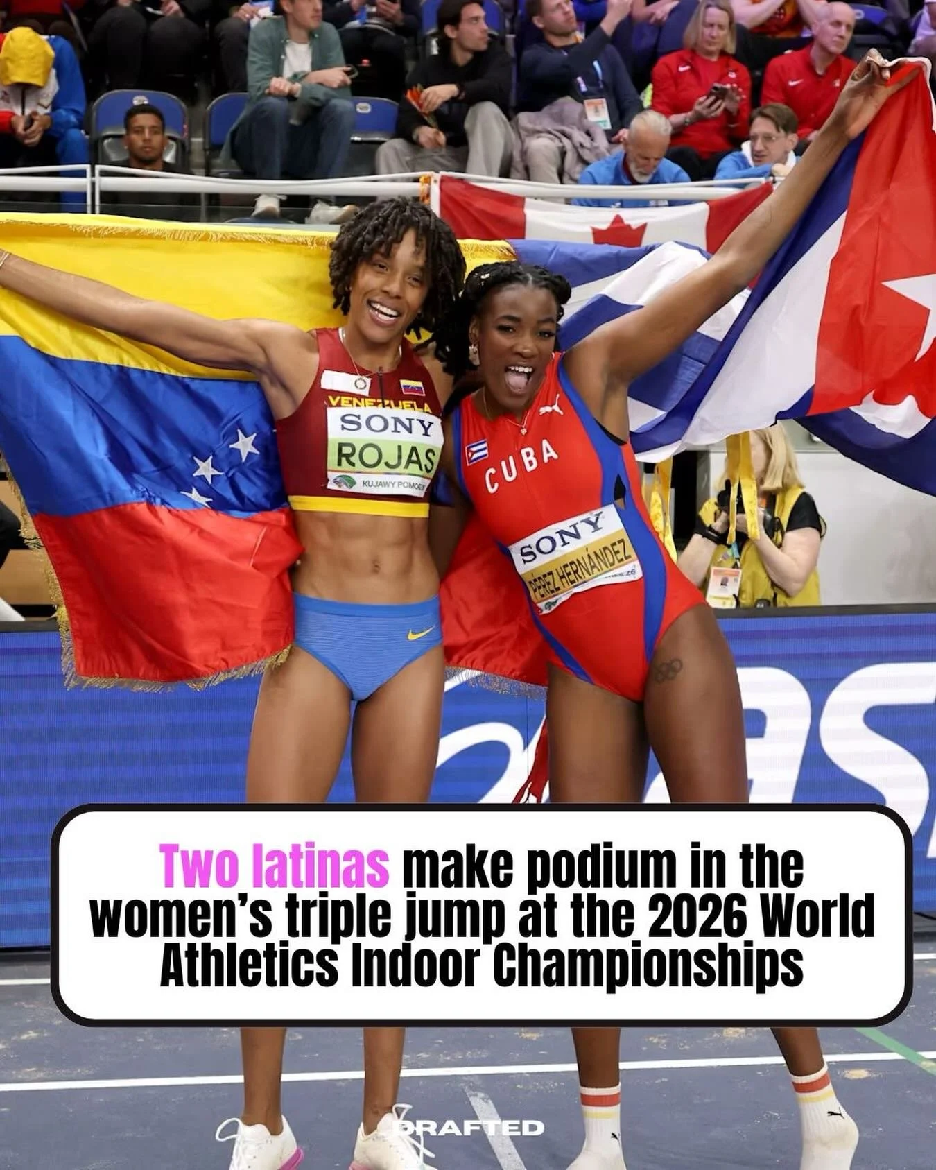 The triple jump podium at the 2026 World Athletics Indoor Championships featured two of the best athletes in the world, both representing Latin America!

🇨🇺 Cuban Leyanis P&eacute;rez claimed gold, while 🇻🇪 Venezuelan Yulimar Rojas took silver as