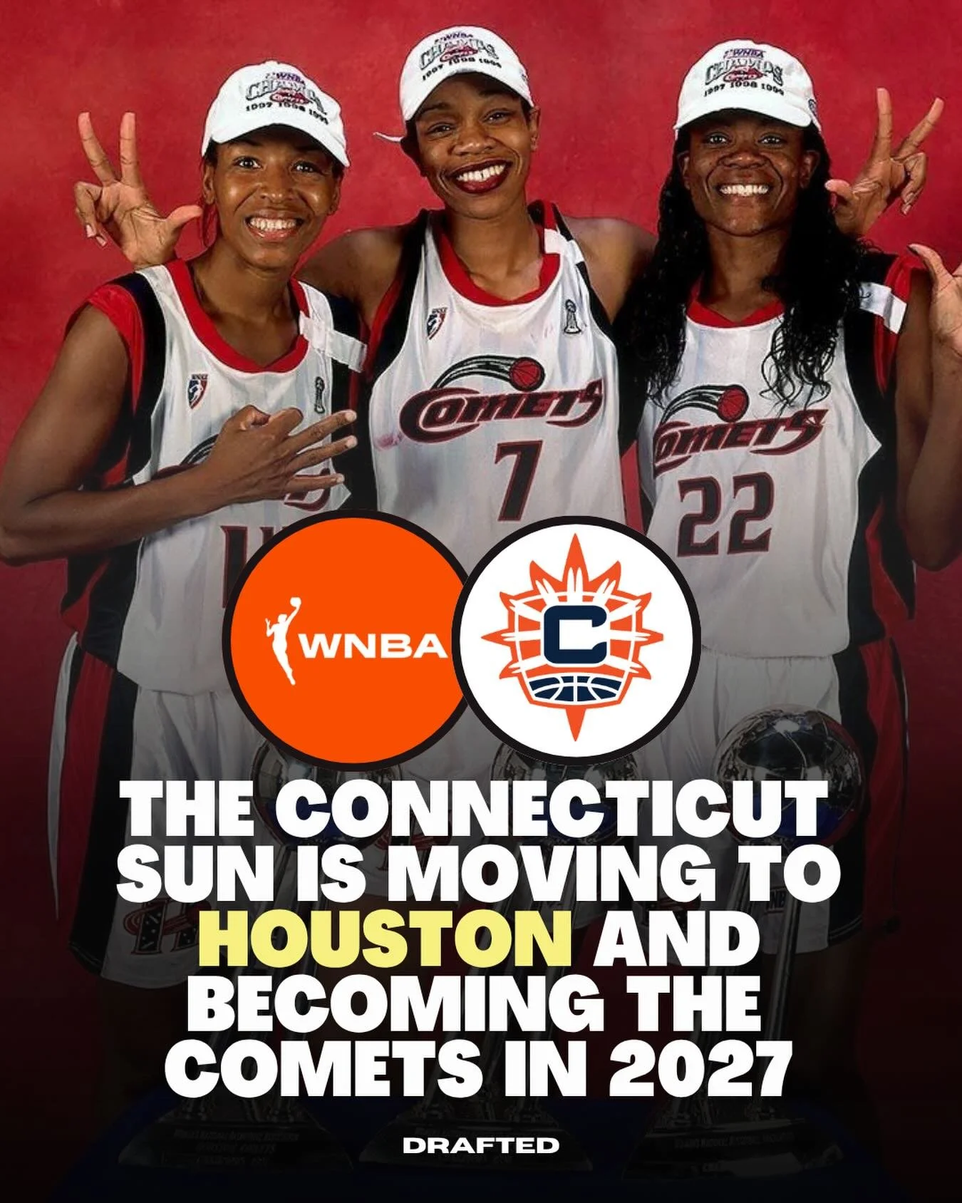 The Comets are coming back to Houston. 🏀

The Fertitta family has reached a deal to purchase the Connecticut Sun and relocate the franchise to H-Town, with the first season expected in 2027. 

The team is set to be renamed the Houston Comets, bringi