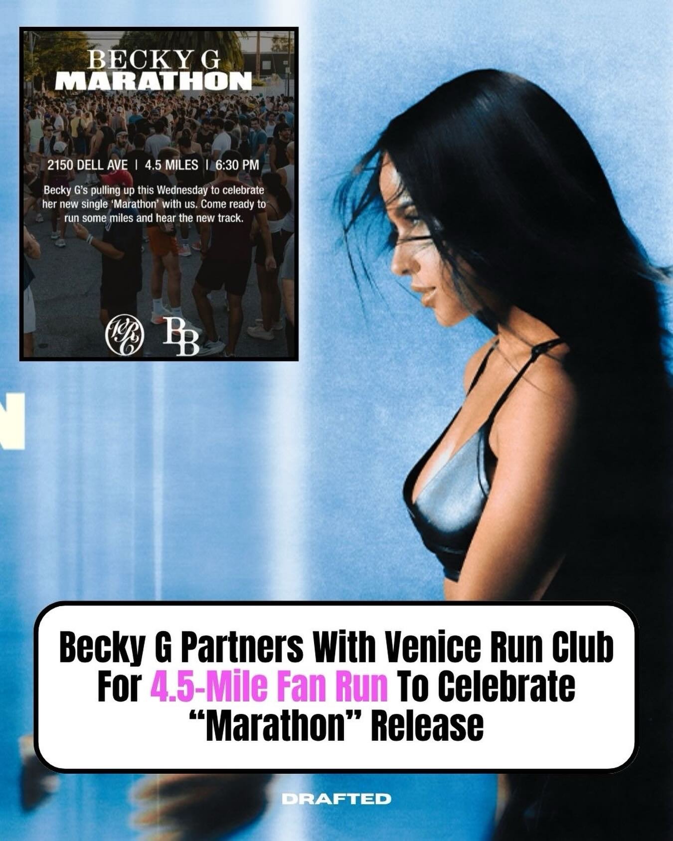 Becky G is celebrating her new single Marathon today with a 4.5-mile community run in Venice! 🏃&zwj;♀️

The run starts at 6:30 PM at 2150 Dell Ave, in partnership with Venice Run Club, where fans can show up, tap in, and run the route while hearing 