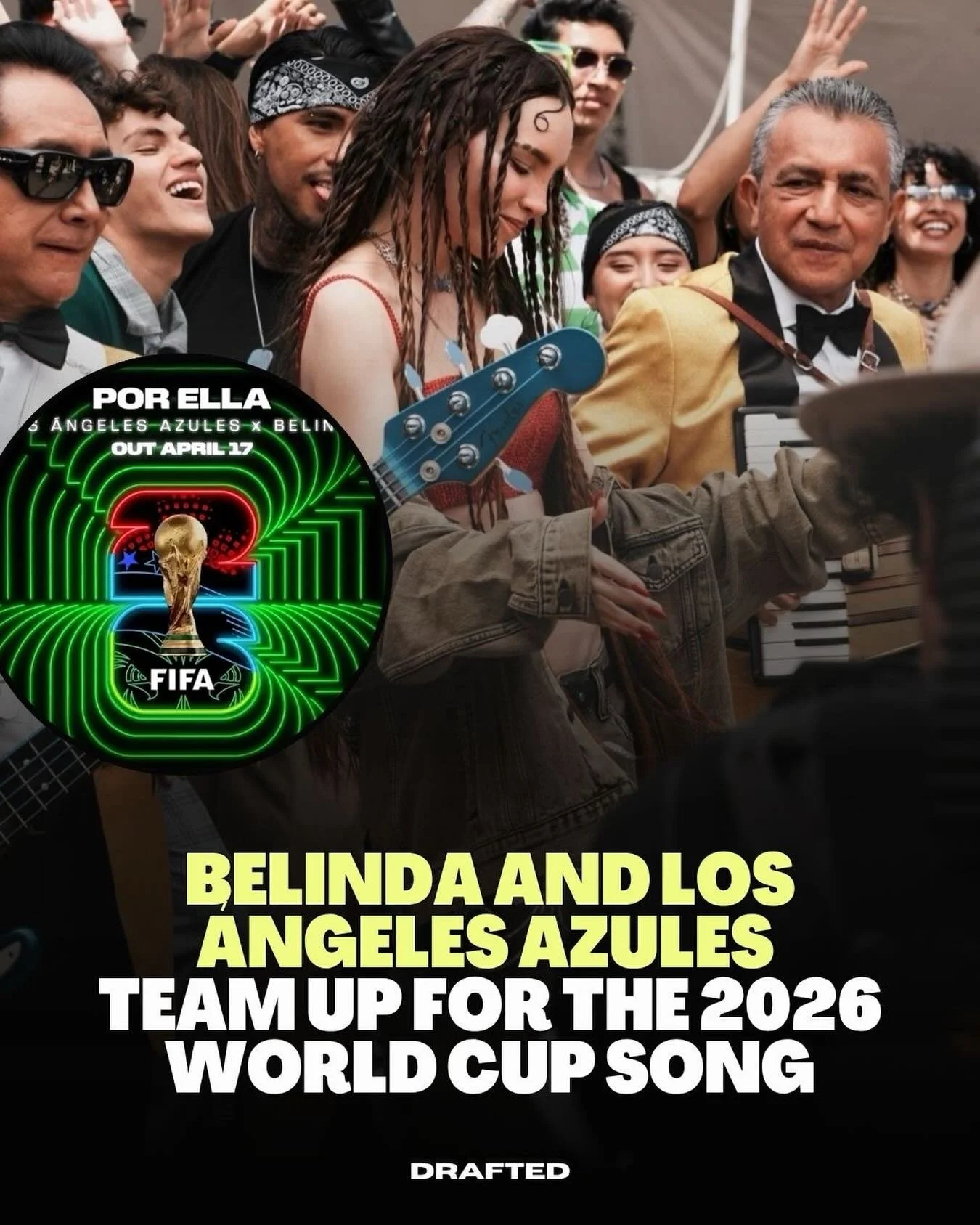 Belinda and Los &Aacute;ngeles Azules are bringing a sound that&rsquo;s been part of everyday life in Mexico onto one of the biggest stages in the world. 

&ldquo;Por Ella&rdquo; just dropped today as part of the official 2026 World Cup project, mark