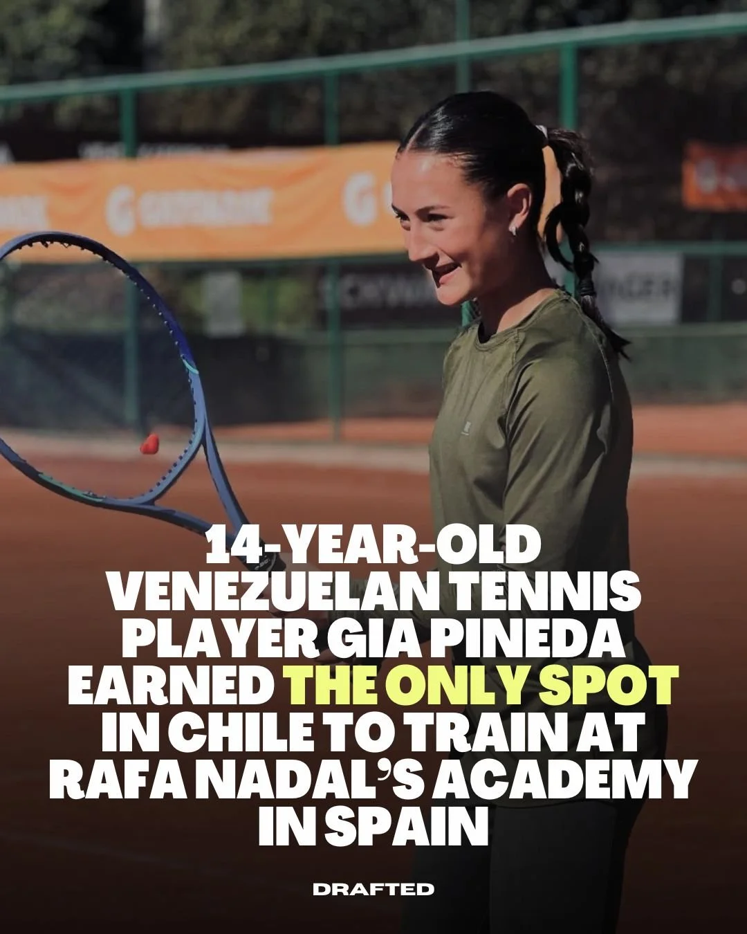 Gia Pineda didn&rsquo;t just show up, she earned it! 🇻🇪🇨🇱🇪🇸

The 14-year-old Venezuelan, now based in Chile, won a one-week scholarship to train at Rafa Nadal&rsquo;s academy in Mallorca after standing out at a high-level camp in Santiago. Days