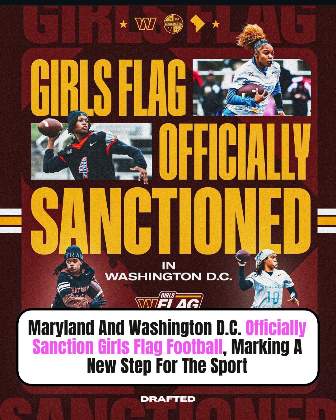 Girls flag football is officially sanctioned in Maryland and Washington, D.C., turning what started as pilot programs into fully recognized high school sports.

That means real teams, real seasons, and a path to compete for official titles, with Mary