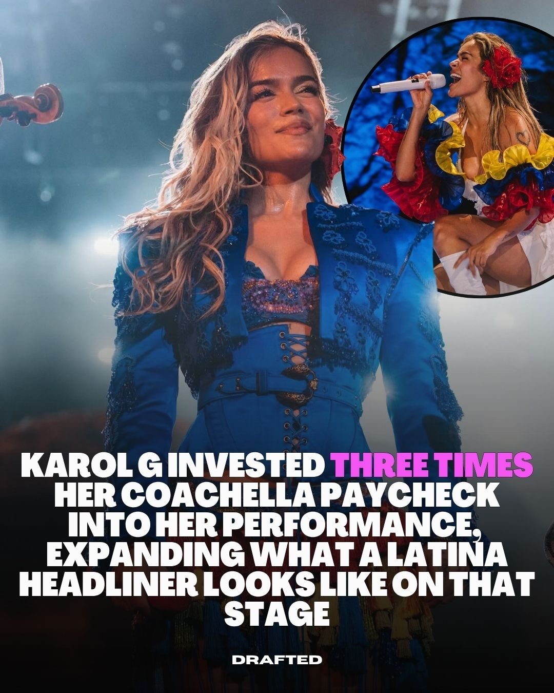 Karol G took her Coachella check and flipped it back into the stage, reportedly investing three times her fee to build out the performance.

Bigger visuals, stronger storytelling, details that actually reflect her sound, her roots, her vision.

Becau