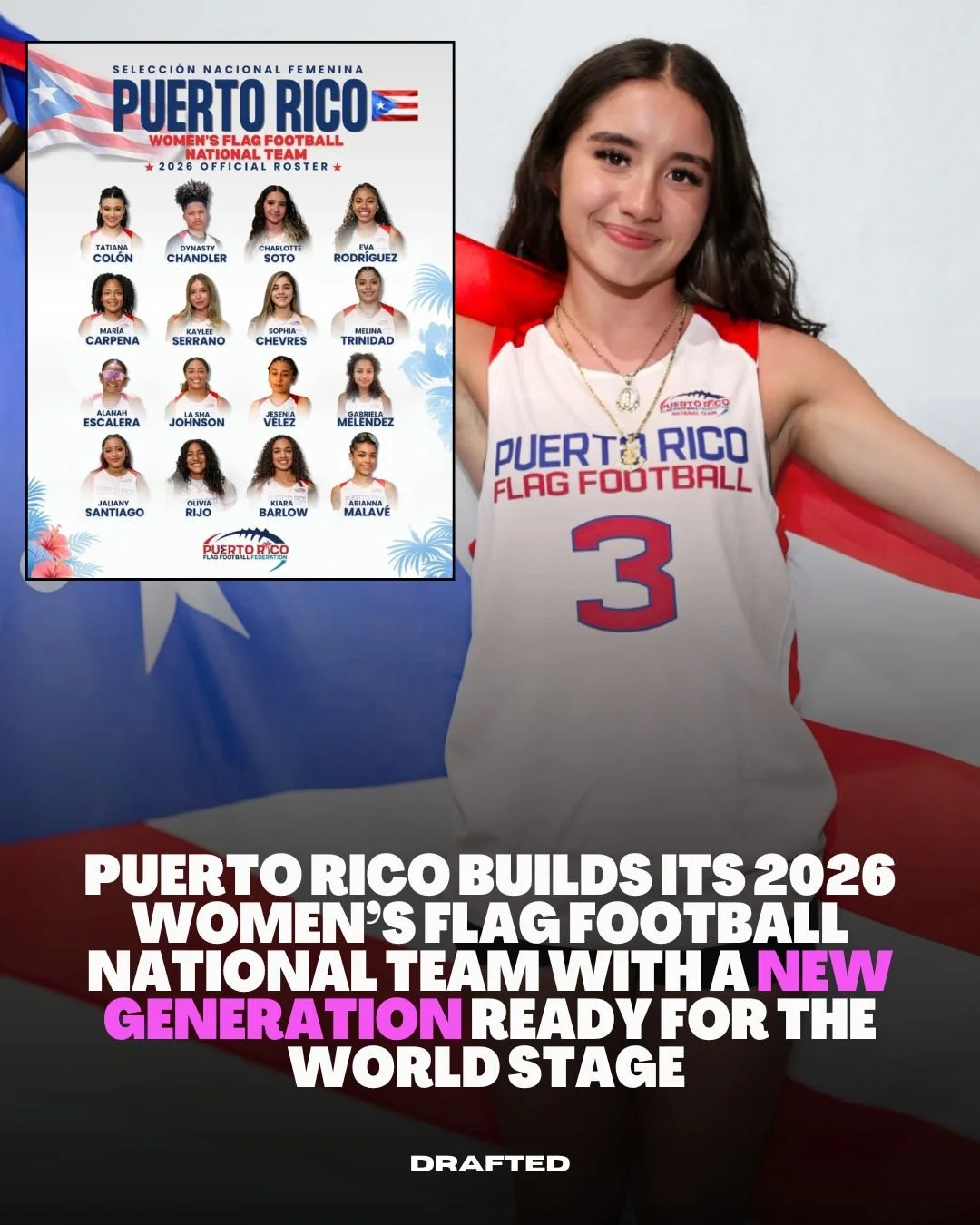 Puerto Rico just named its 2026 Women&rsquo;s Flag Football National Team, and this is bigger than a roster 🇵🇷

From the island to the diaspora, this is what it looks like when Boricua athletes step onto a global stage carrying more than a jersey. 