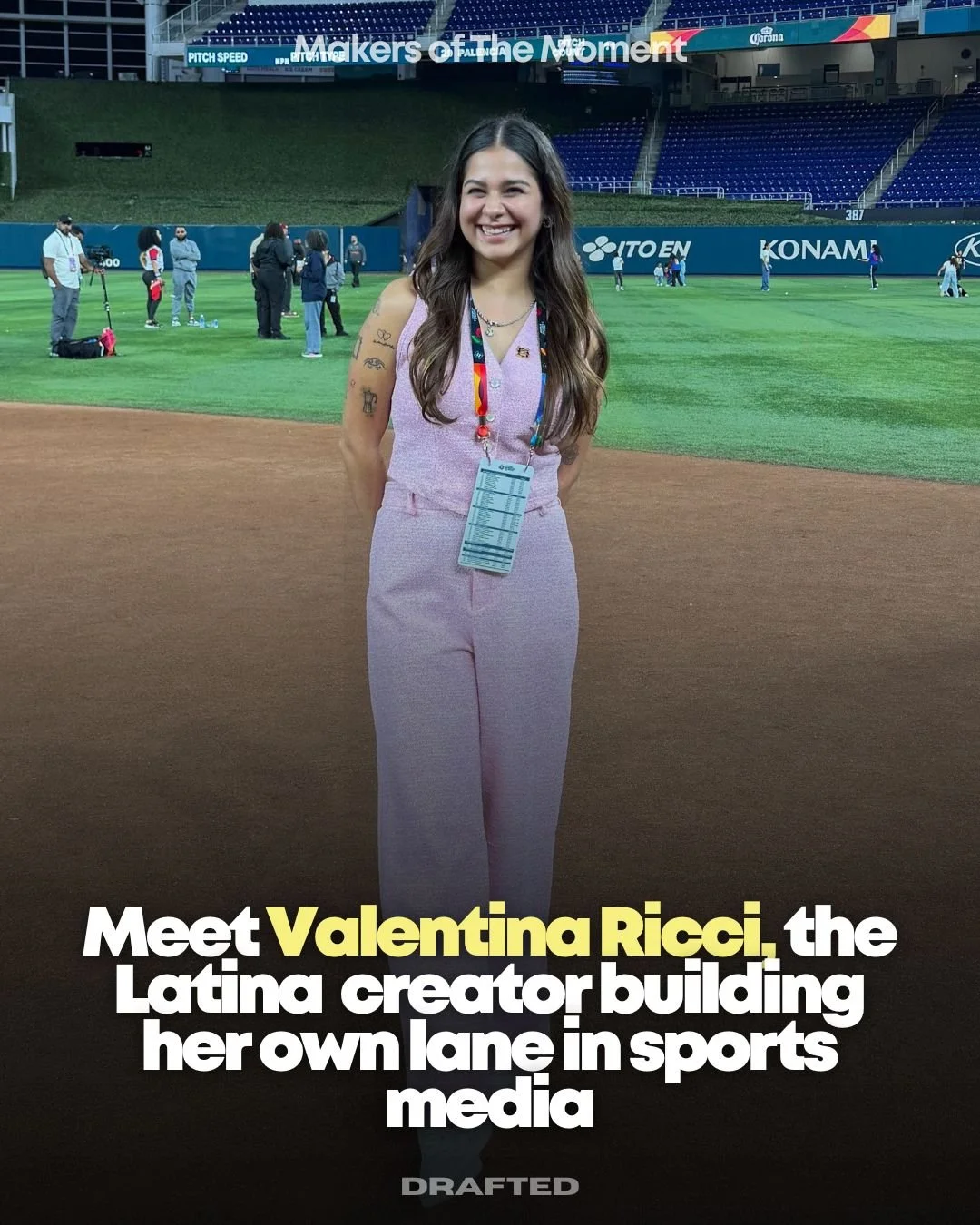 Valentina Ricci is the Latina creator who built her way into sports media, no blueprint, no connections, just consistency.

Born in Venezuela 🇻🇪 and starting over in the U.S., she began by posting her own content, learning the game across leagues, 