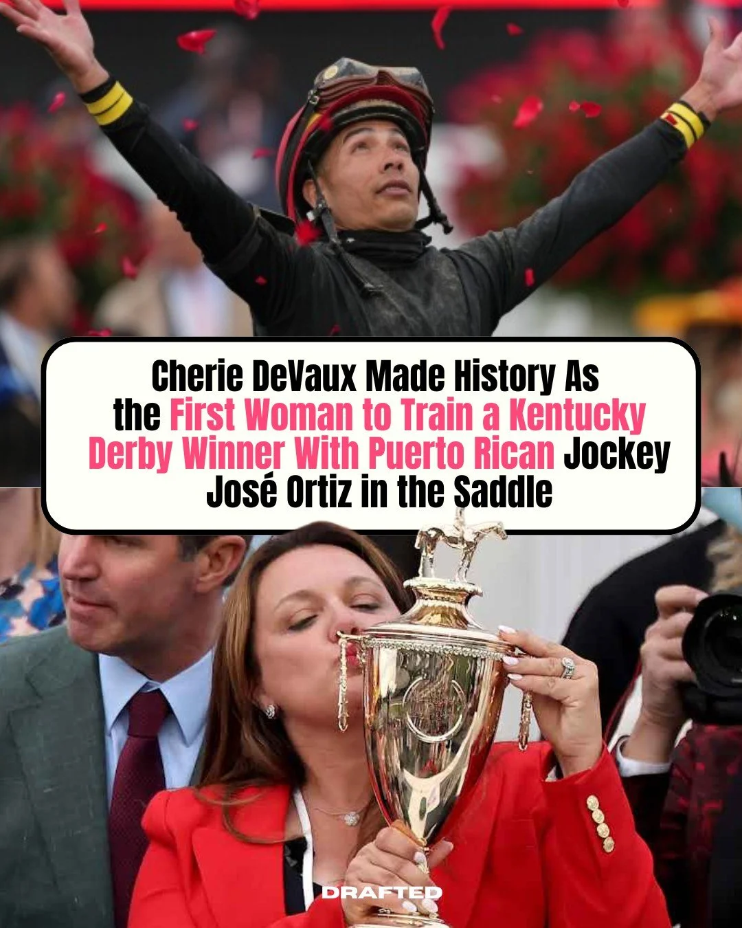 On Saturday at Churchill Downs, Cherie DeVaux became the first woman in the 152-year history of the Kentucky Derby to train the winning horse. 

Golden Tempo, a 23-1 long shot, charged from the back of the field to cross the finish line first,  with 
