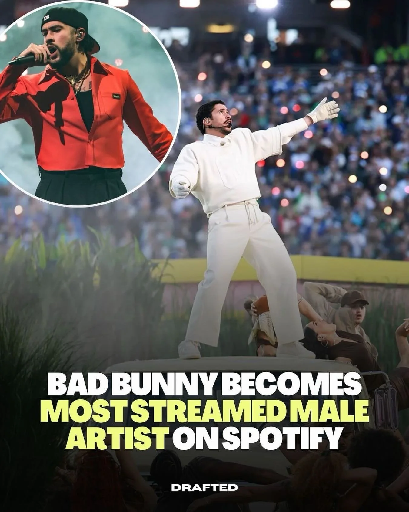 Bad Bunny didn&rsquo;t just top another chart, he became the most-streamed male artist in Spotify history.

According to Spotify&rsquo;s first all-time streaming lists, Bad Bunny now ranks as the platform&rsquo;s No. 2 most-streamed artist overall, b