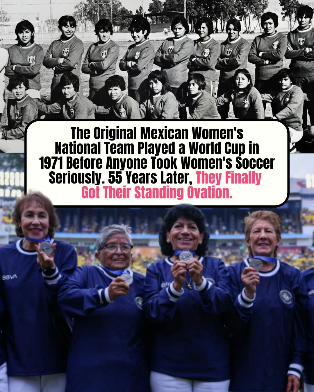 In 1971, they put on the Mexican jersey, stepped onto the pitch at Estadio Azteca, and played a World Cup the world wasn&rsquo;t ready to respect.

No headlines. No legacy. No standing ovation.

55 years later, at the Liga MX Femenil Final,  the very