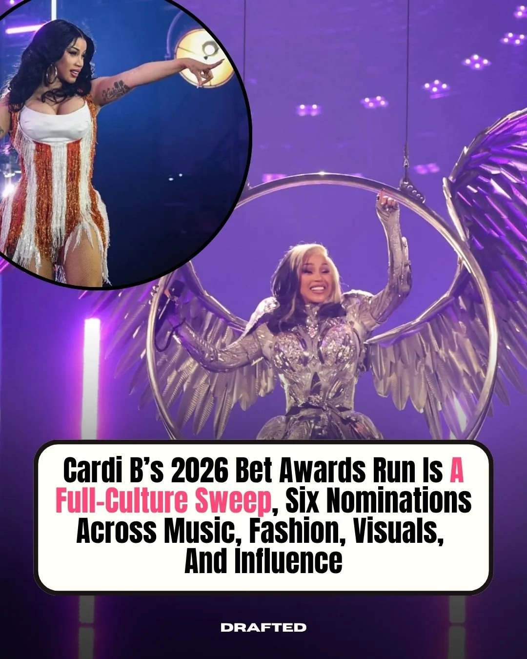 Cardi B isn&rsquo;t just leading the 2026 BET Awards nominations; she&rsquo;s showing what a full-culture run looks like.

With six nominations spanning music, fashion, visuals, and fan impact, her presence at this year&rsquo;s BET Awards goes beyond
