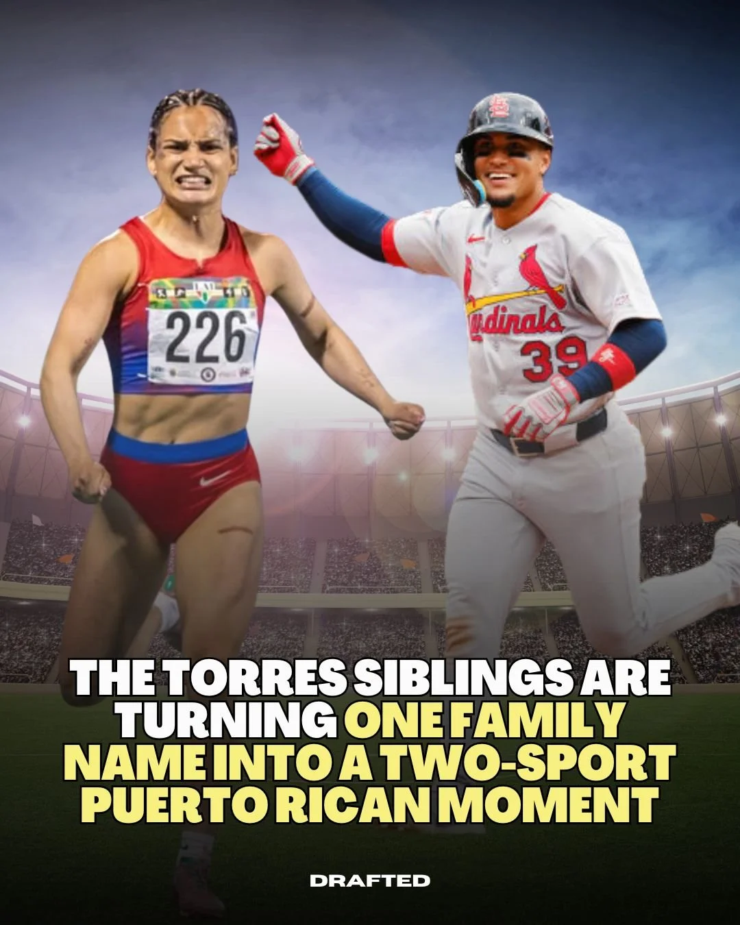 Same last name. Two different sports. One Puerto Rican moment.

Bryan and Gladymar Torres are giving Caguas a storyline that goes beyond one field, one track, or one headline.

Bryan just made his MLB debut with the St. Louis Cardinals, stepping into
