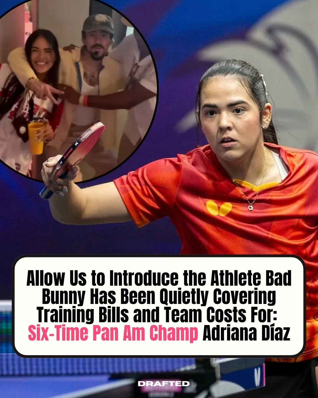 Bad Bunny has been quietly doing something most people didn't know about. Since January 2025, he's been covering the training costs and team expenses for six-time Pan American champion Adriana D&iacute;az, one of Puerto Rico's greatest athletes.

Hav