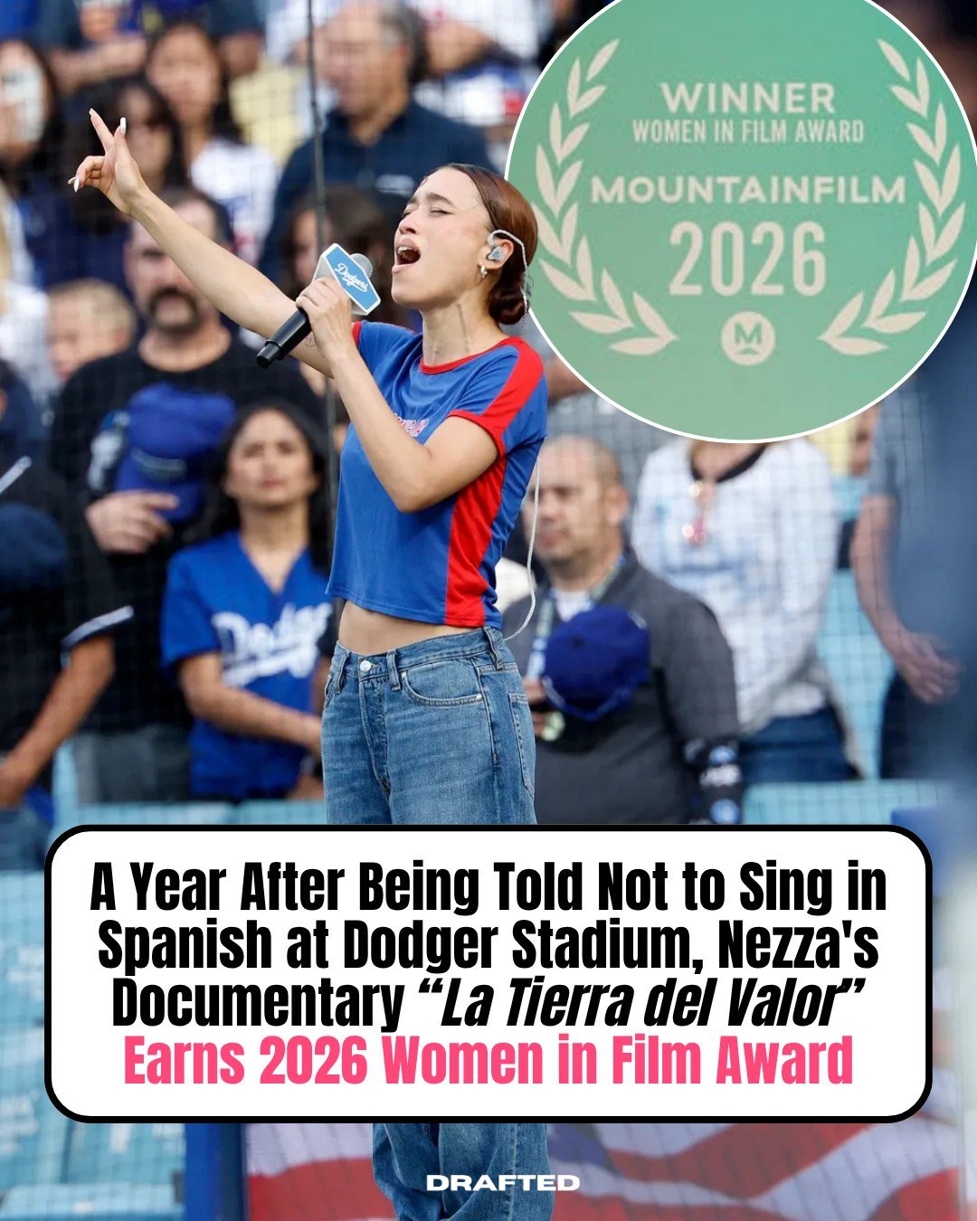 A year ago, Nezza made headlines after being told not to sing the National Anthem in Spanish at Dodger Stadium.

What started as a controversy became La Tierra del Valor.

Now, Nezza is being recognized by Women In Film for turning a moment into a mo