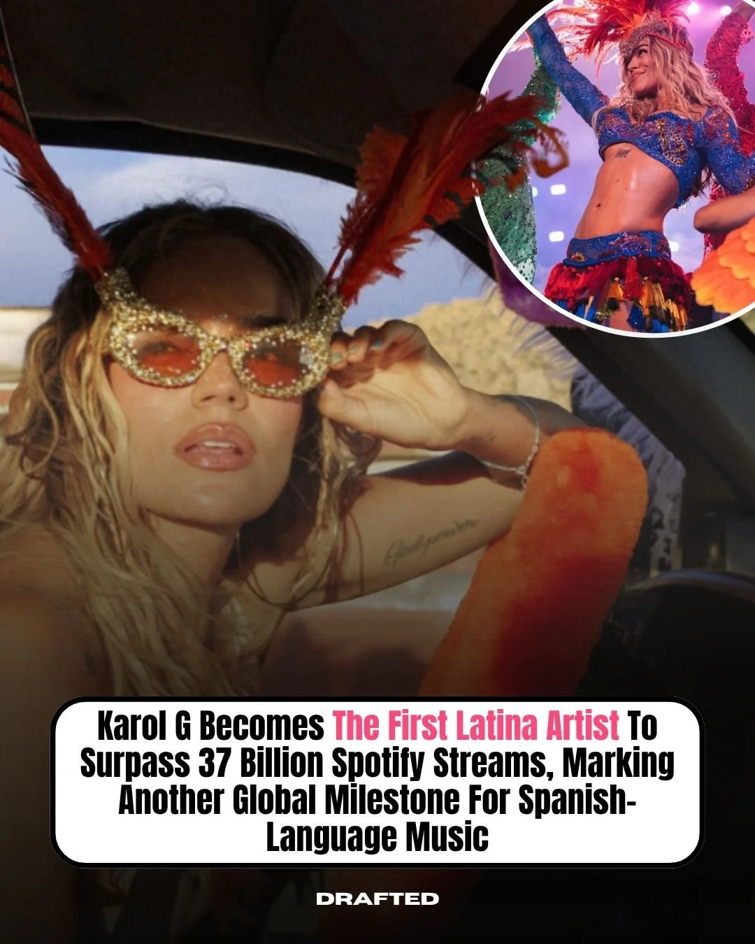 Karol G didn&rsquo;t just break another record, she made history.
37 billion Spotify streams. THE FIRST LATINA ARTIST TO EVER REACH IT. And the wild part? She did it in Spanish, on her terms, with the whole world singing along.

Like&hellip; can we t