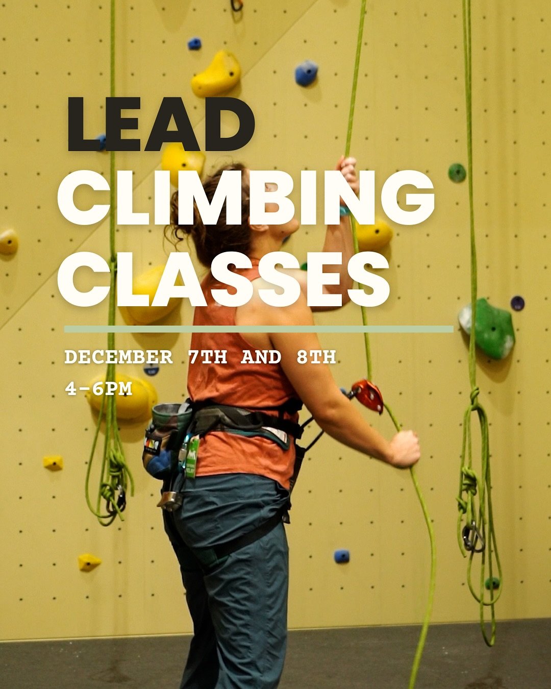 Our first lead climbing class is happening Dec. 7th & 8th!🙌 Learn everything you need to know about lead climbing and belaying in this two-session course. Limited spots—sign up through the link in bio!