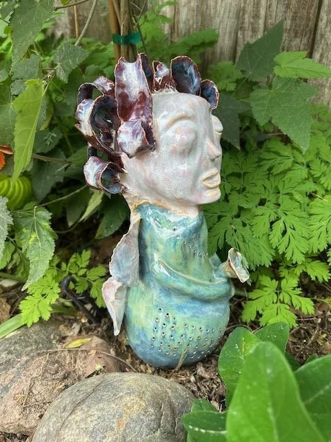 Hand Built, B-Mix clay, Five glazes.
Fired to Cone 5 in home kiln. 