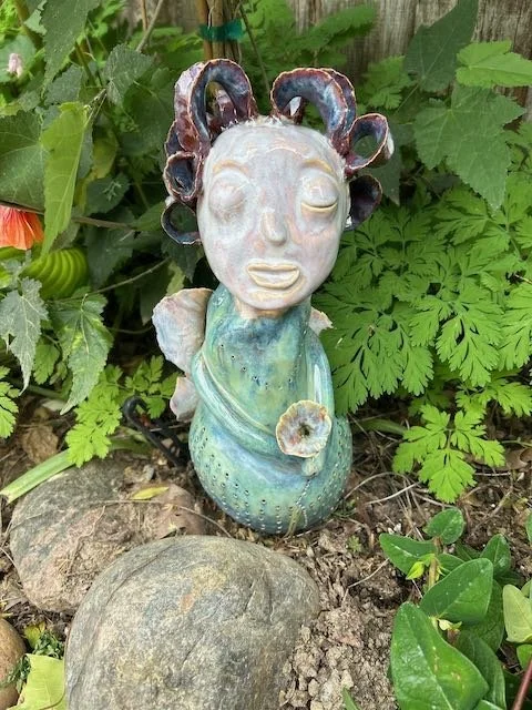 Hand Built, B-Mix clay, Five glazes.
Fired to Cone 5 in home kiln. 