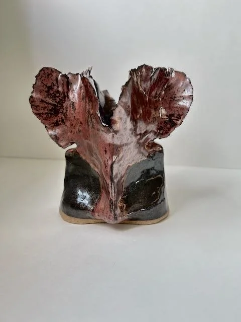Hand Built, Speckled Buff clay, Two glazes. Fired to Cone 5 in home kiln. 
Dimensions: 10" x 8" 