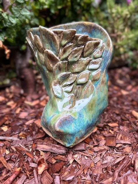 Hand Built, Speckled-Buff clay, Six glazes. 
Fired to Cone 5 in home kiln. 