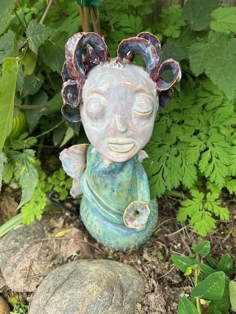 Hand Built, B-Mix clay, Five glazes.
Fired to Cone 5 in home kiln. 