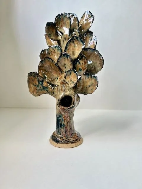 Hand Built, Speckled-Buff clay, Three glazes. 
Fired to Cone 5 in home kiln. 