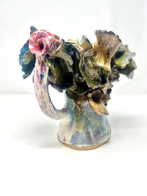 Hand Built, Speckled Buff clay, Fourteen glazes. Fired to Cone 5 in home kiln. 