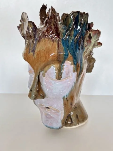 Hand Built, B-Mix clay, Twelve glazes. Fired to Cone 5 in home kiln. 