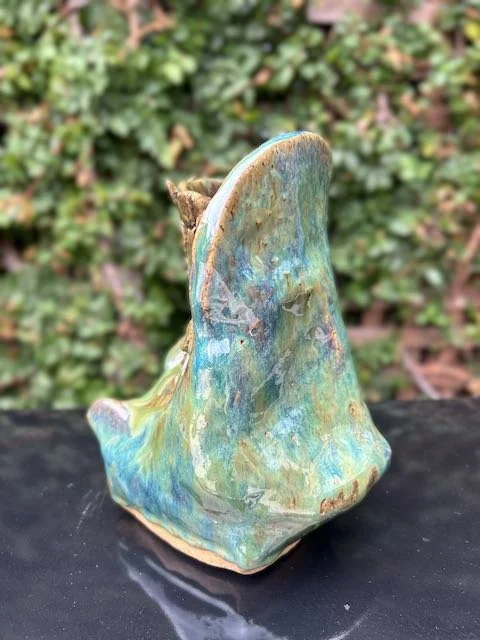 Hand Built, Speckled-Buff clay, Six glazes. 
Fired to Cone 5 in home kiln. 