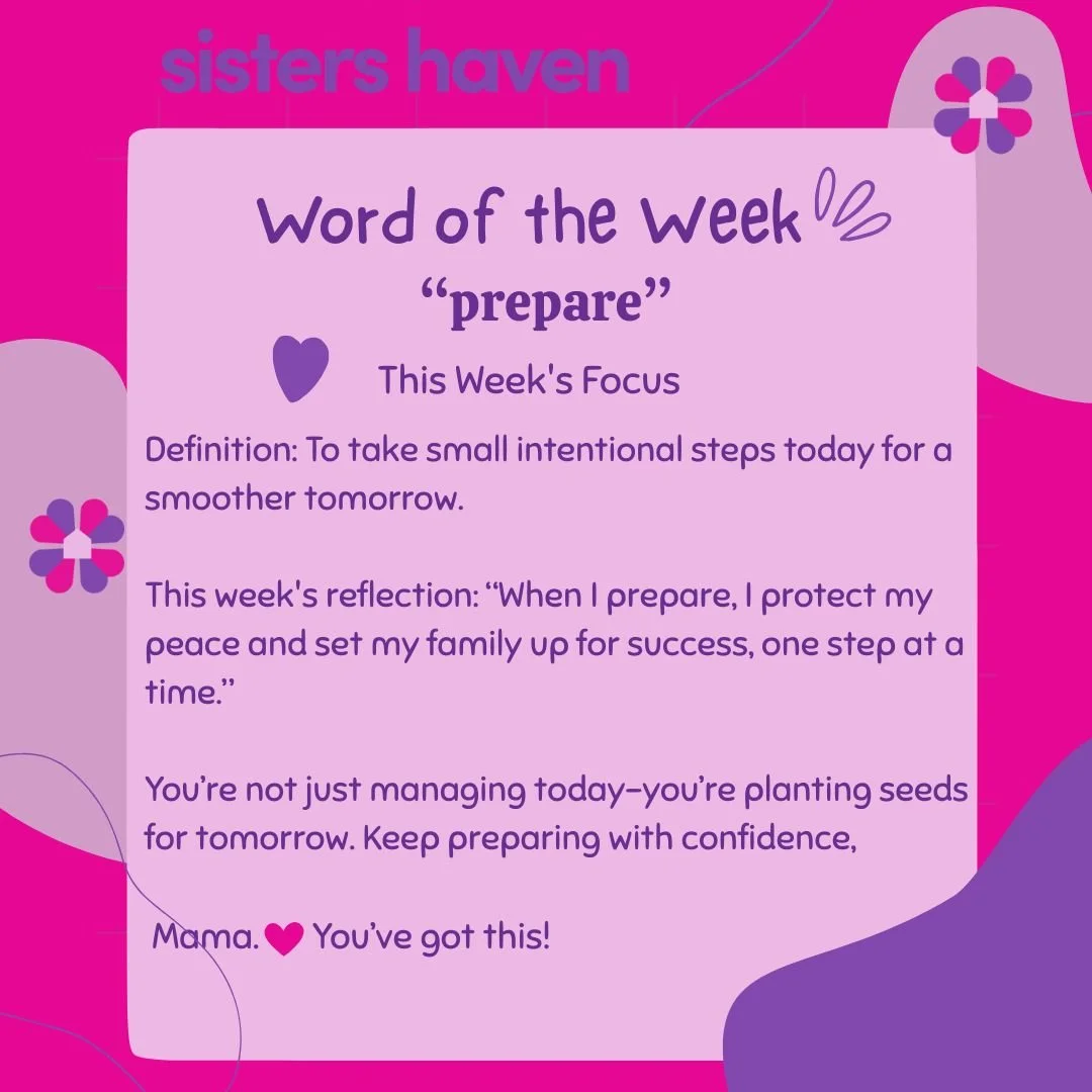 Hey Mama! "Prepare." Why does it matter for moms? Whether it's packing a diaper bag, preparing for the kiddos to go back or off to school, setting goals, or praying over your children, preparation is crucial; it's an act of love. It doesn't