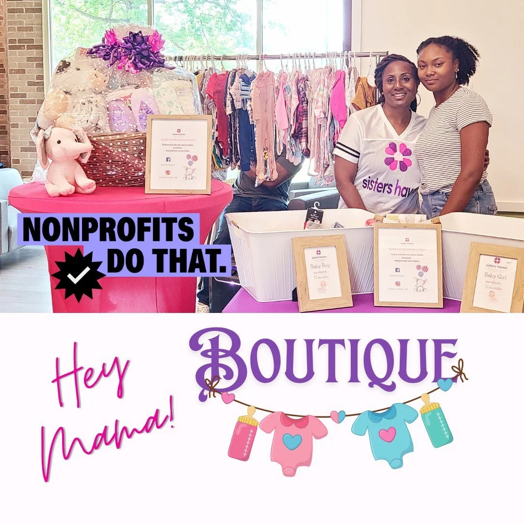 Every mama deserves the joy of providing for her baby&mdash;with dignity and love. 💗

At our Hey Mama Baby Boutique, Sisters Haven collects new baby essentials and creates a beautiful pop-up boutique where mamas can &ldquo;shop&rdquo; for free. 🍼👶