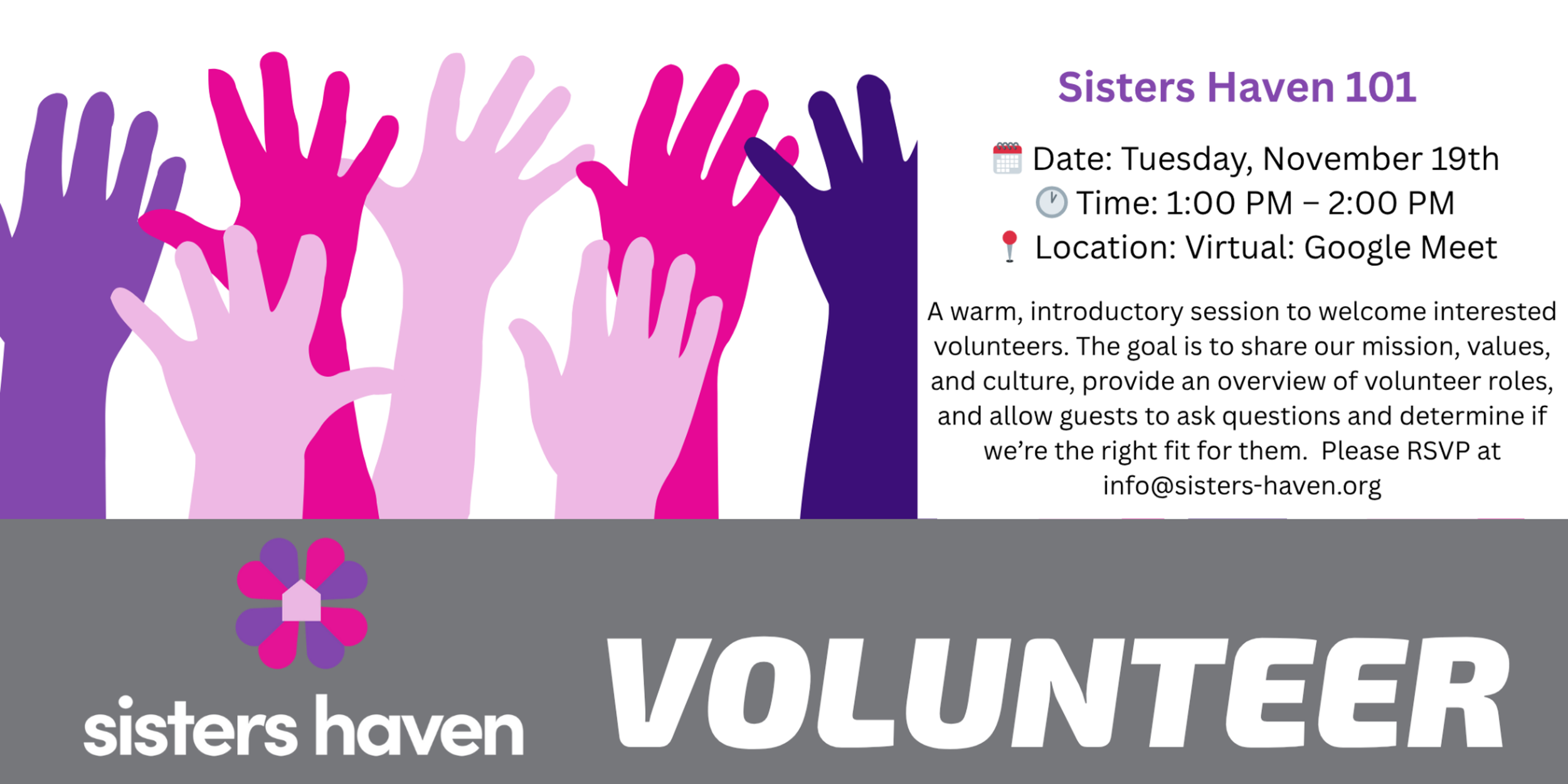 Sisters Haven 101 - Interested in Volunteering?