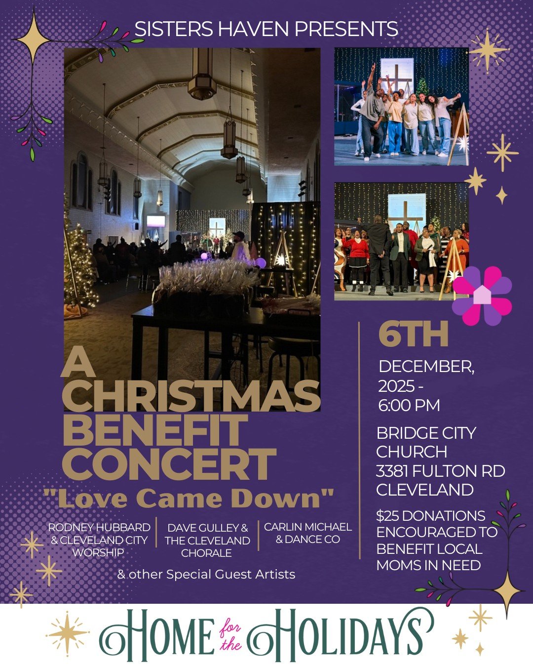 Feeling festive? Join us a week from now for the first of three "Home for the Holidays" events, The Christmas Benefit Concert - Love Came Down, on December 6th, to kick off your holiday season. RSVP and additional details at www.sisters-hav