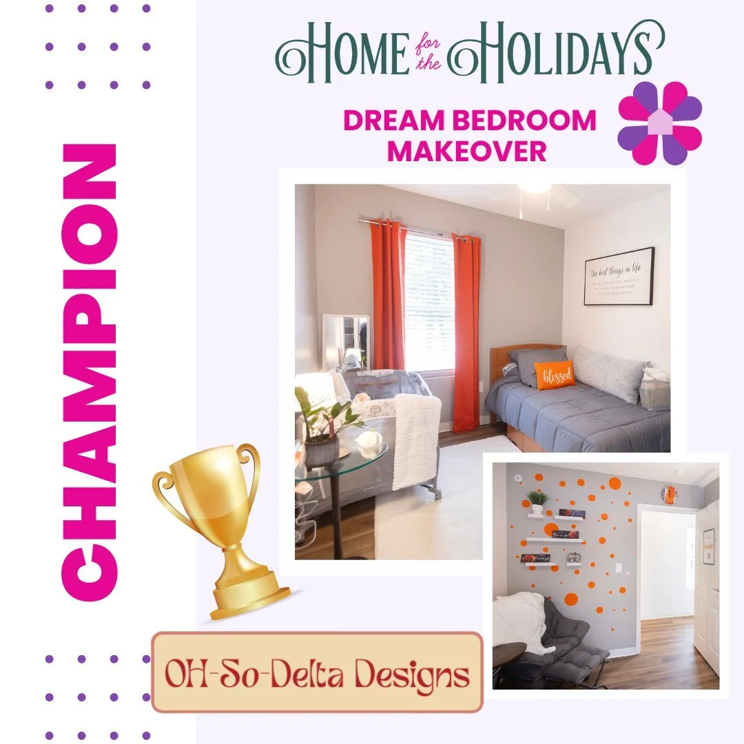 🎉 We have a Dream Bedroom Makeover Champion!

With over 19,000 community votes from more than 230 people, we are thrilled to celebrate OH So Delta Designs as the winner of the Dream Bedroom Makeover.  We are so thankful for the 7 incredible designer