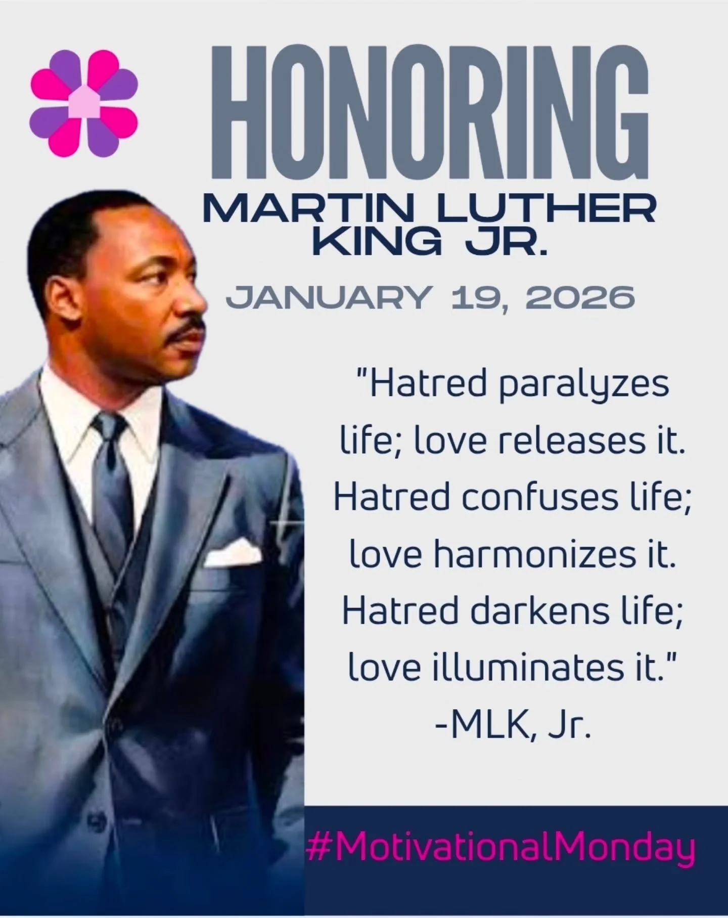 ✨️Happy Monday!
At Sisters Haven, our mission lives because love still has the power to change lives. As Dr. Martin Luther King Jr. so beautifully said, &ldquo;Hatred paralyzes life; love releases it. Hatred confuses life; love harmonizes it. Hatred 
