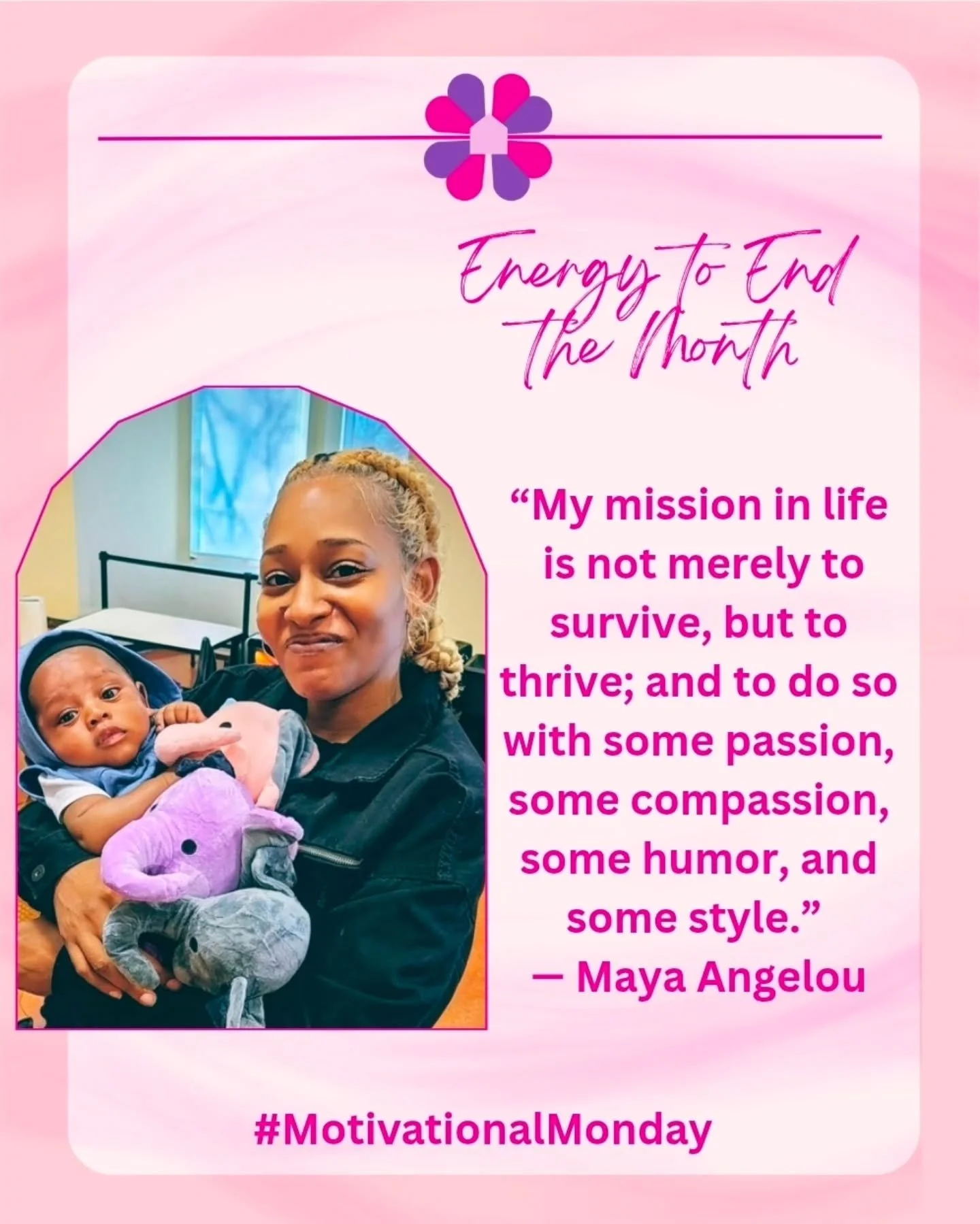 Happy Monday Mamas! We made it to the final stretch of February. 💪🏾
As we step into this last week, let this be your reminder:

&ldquo;My mission in life is not merely to survive, but to thrive; and to do so with some passion, some compassion, some