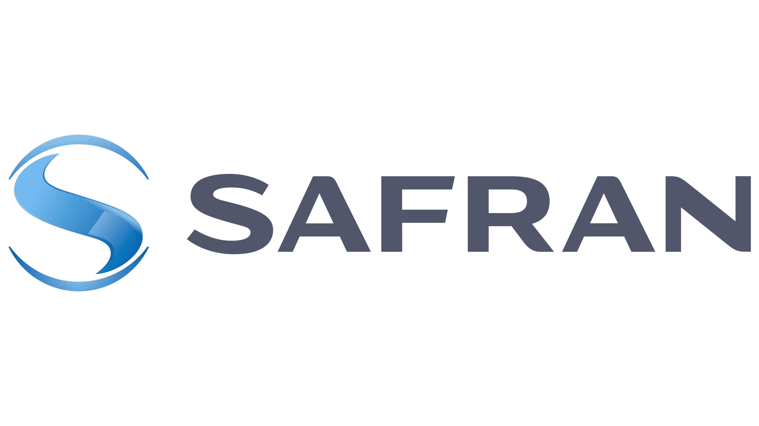 Logo de SAFRAN avec un symbole en forme de S bleu et le nom SAFRAN en lettres grises