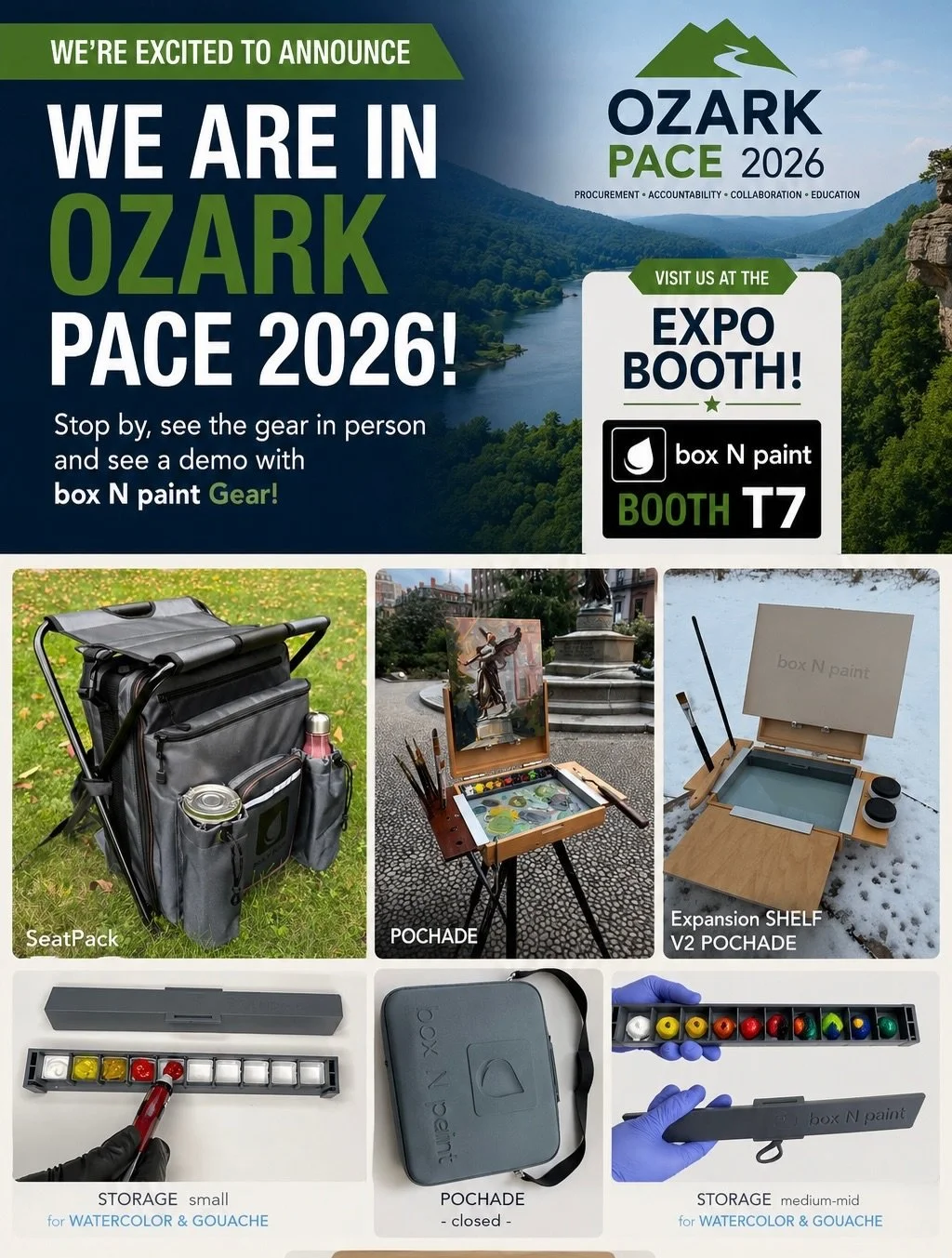 We&rsquo;re excited to be part of PACE 2026 in the Ozarks. Stop by Booth T7 to see the gear in person, explore the systems up close, and see live demos of the latest box N paint gear.

From Systems to paint storage, SeatPack, and new accessories, we 