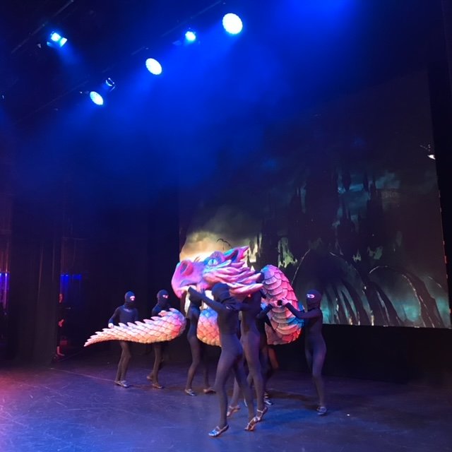 Falor the dragon in full flight at the Princess Theatre, Launceston.