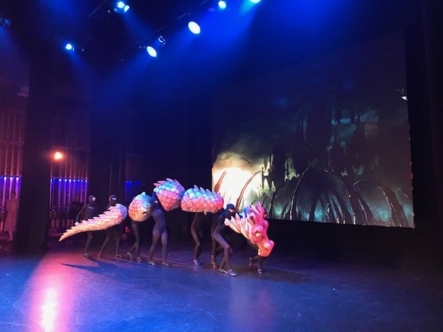 The giant puppet dragon is operated by several dancers