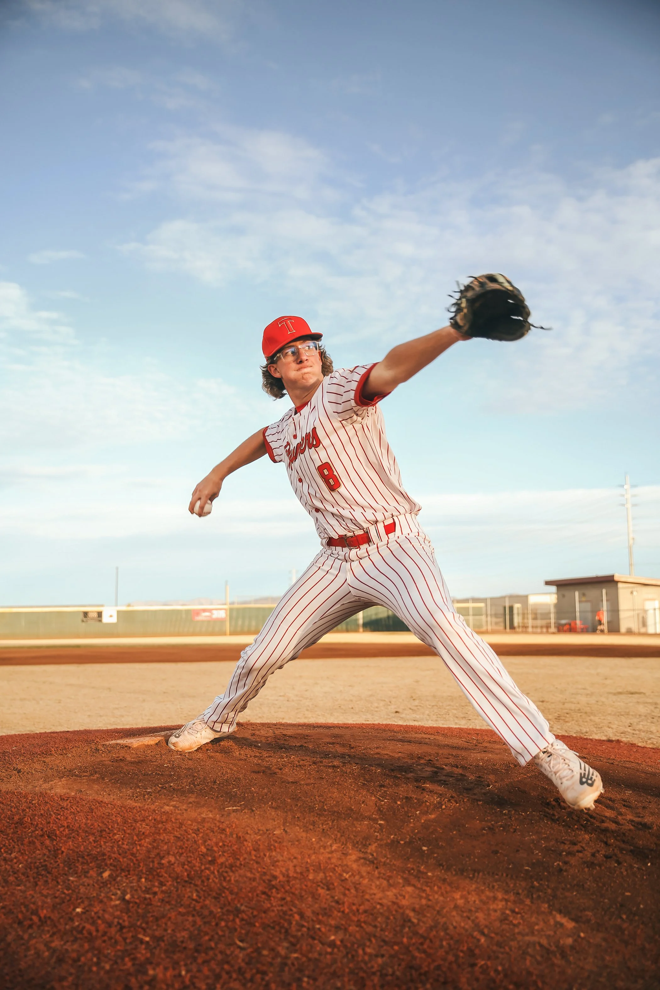 Senior Baseball Player portrait of pitching on the mound