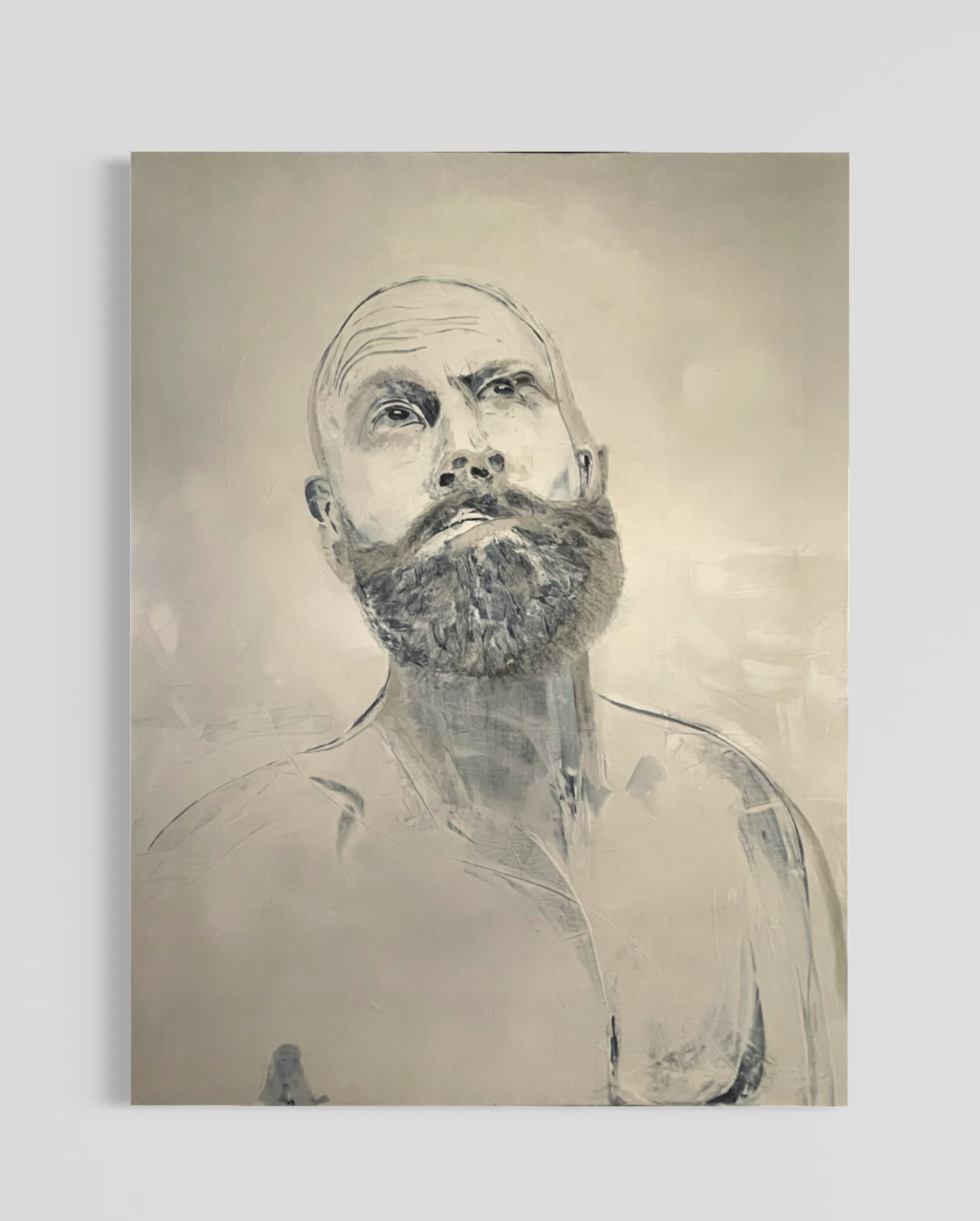 'SELF PORTRAIT' 48" x 36" Using photography techniques multiple exposure, distortion, blending realism with abstract, Natural Pigment and oil on canvas