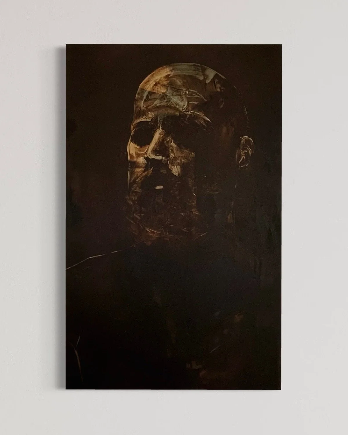 'SHADOWS' Self Portrait 48" x 30" Natural Pigment and oil on canvas