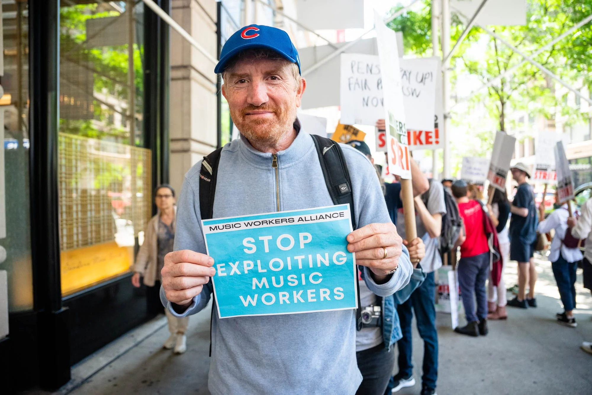 Comedy writer Brian Stack during the Fair Pay at SXSW Rally