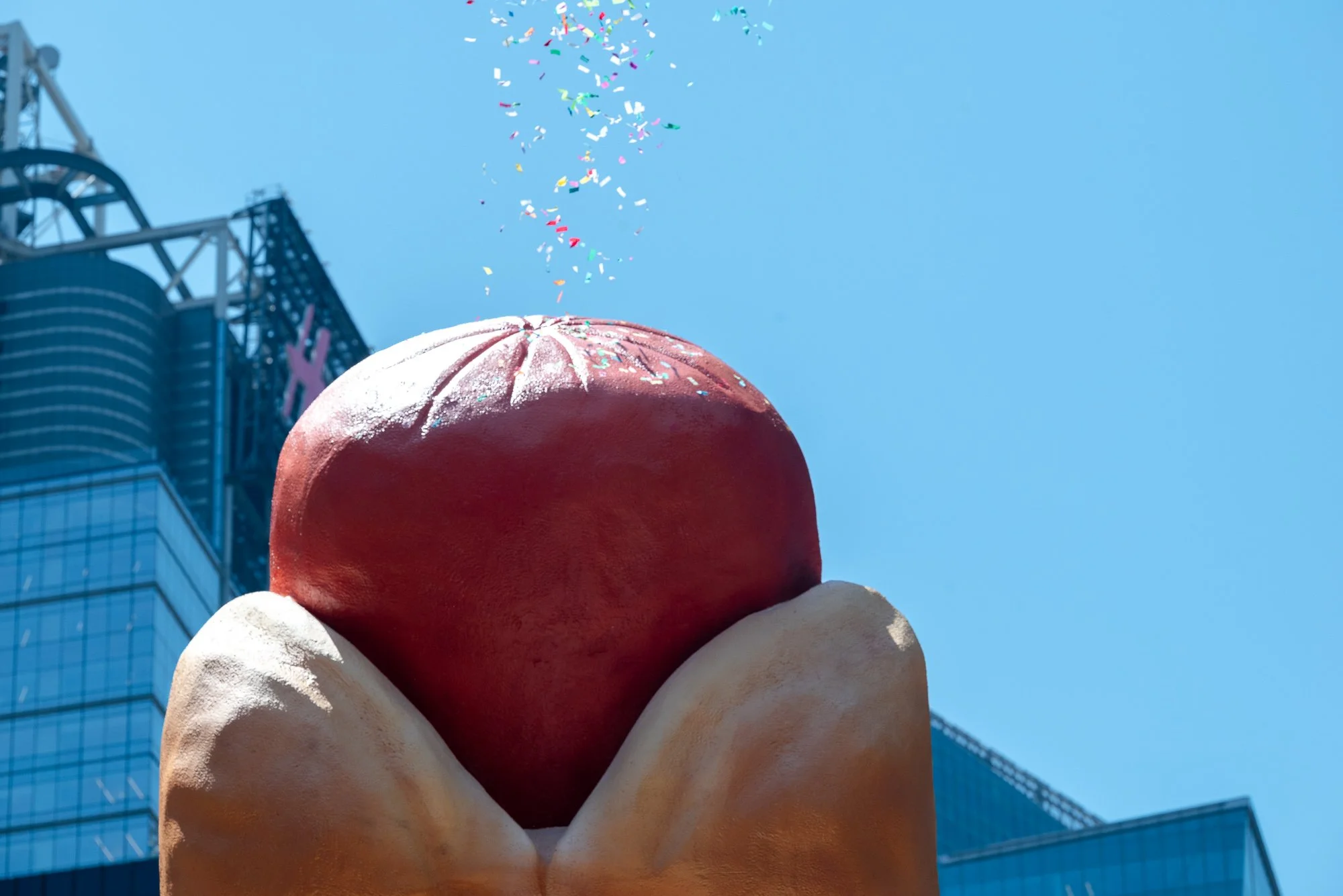 "Hot Dog in the City" confetti burst at 12PM on Wednesday, May 22, 2024.