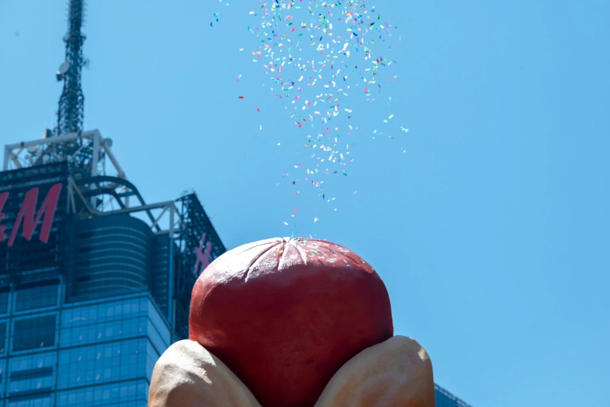 "Hot Dog in the City" confetti burst at 12PM on Wednesday, May 22, 2024.