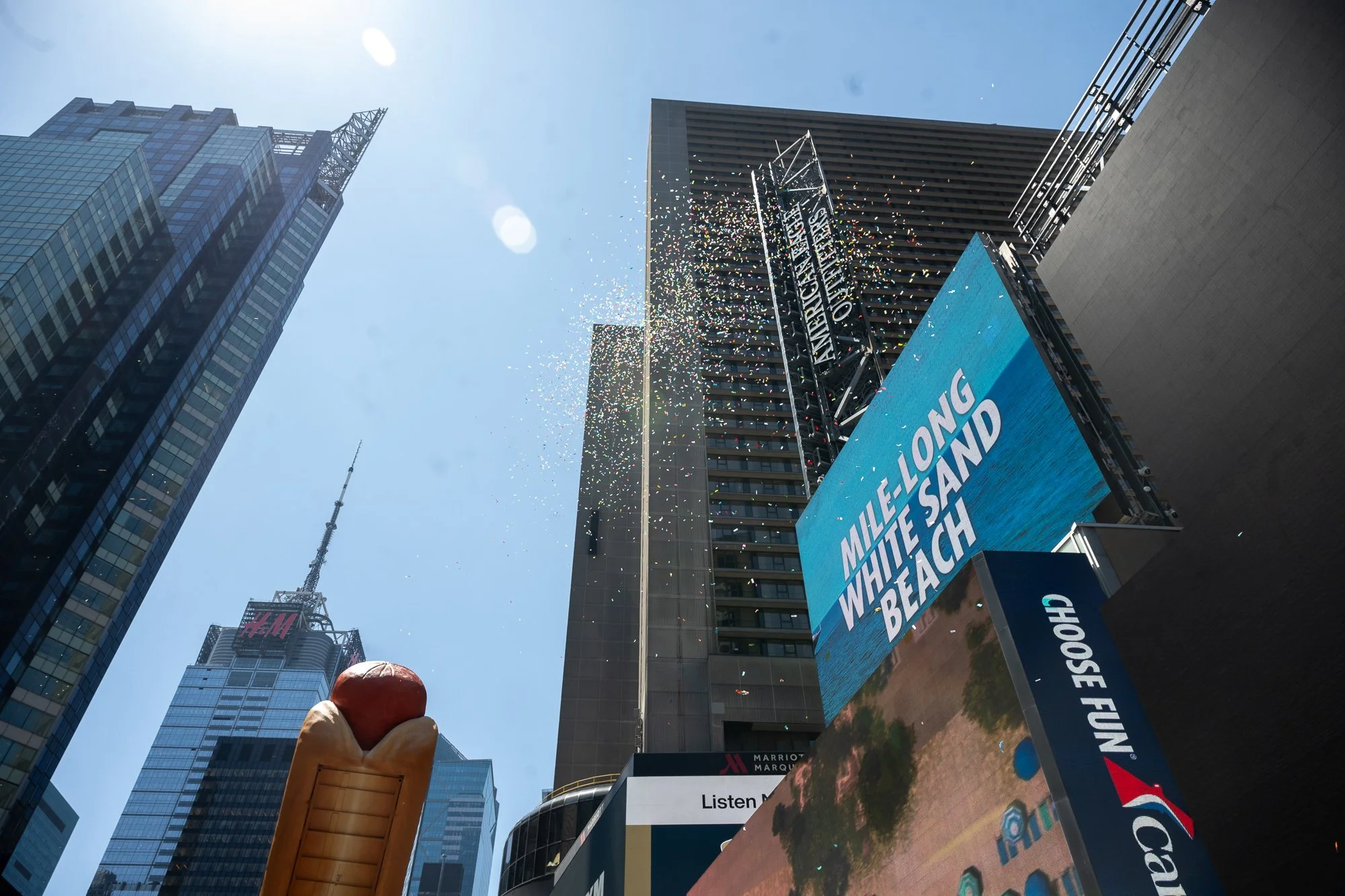 "Hot Dog in the City" confetti burst at 12PM on Wednesday, May 22, 2024.