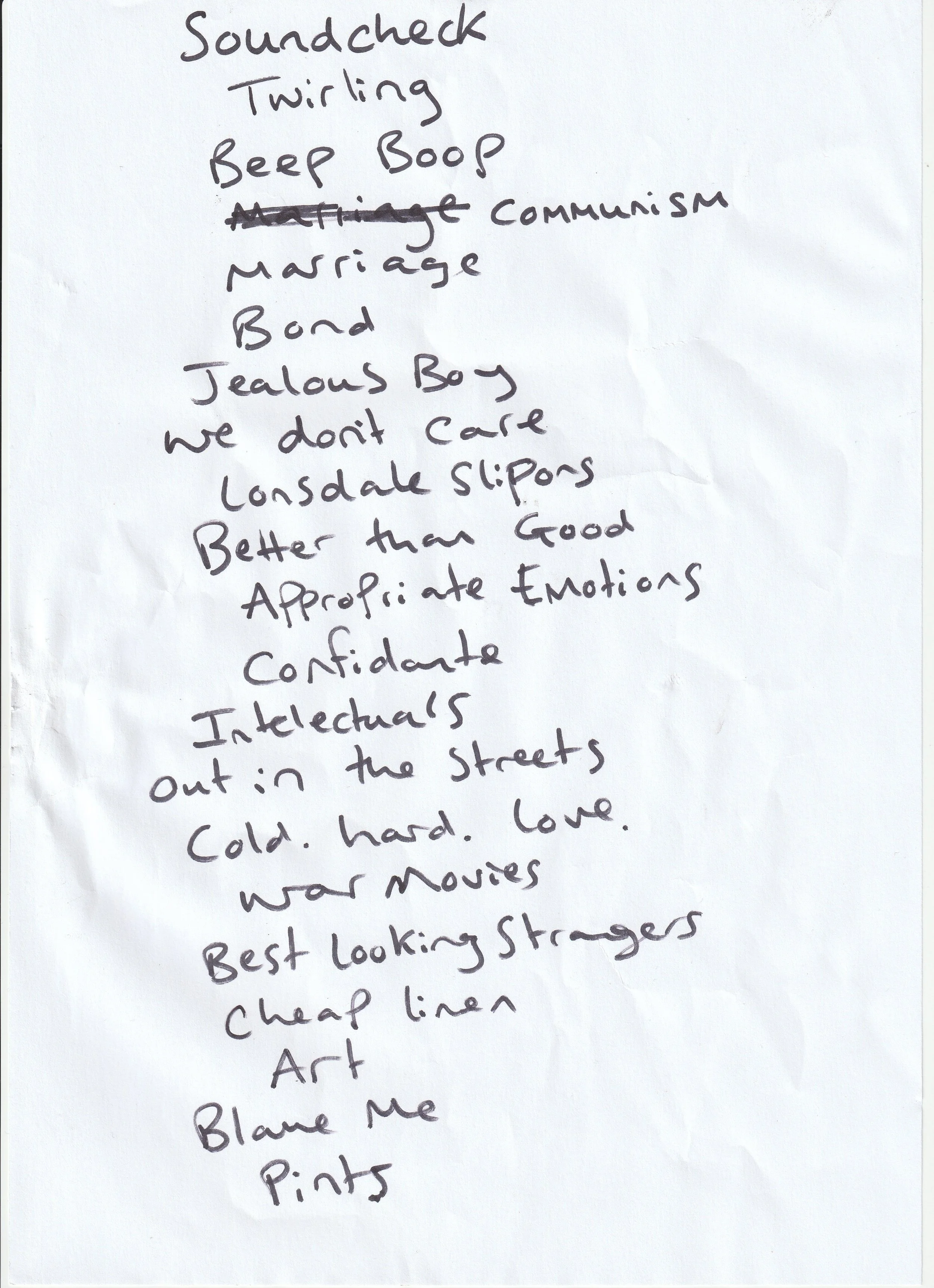 The Bug Club at TV Eye setlist
