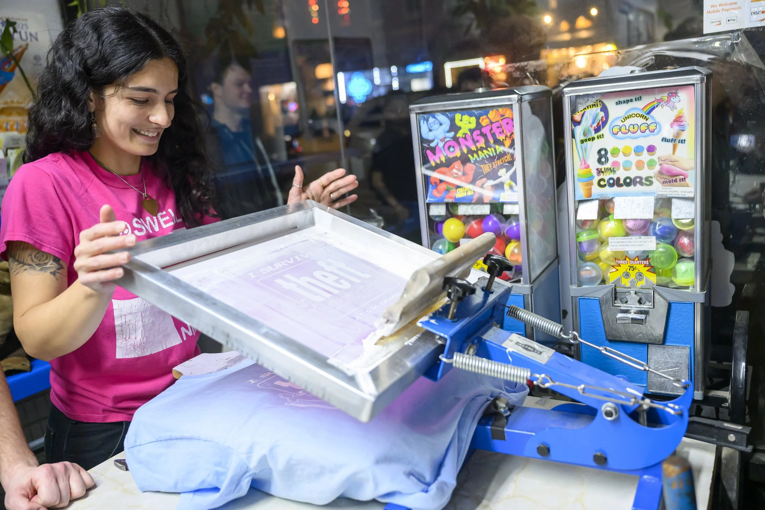 I brought a plain baby blue t-shirt