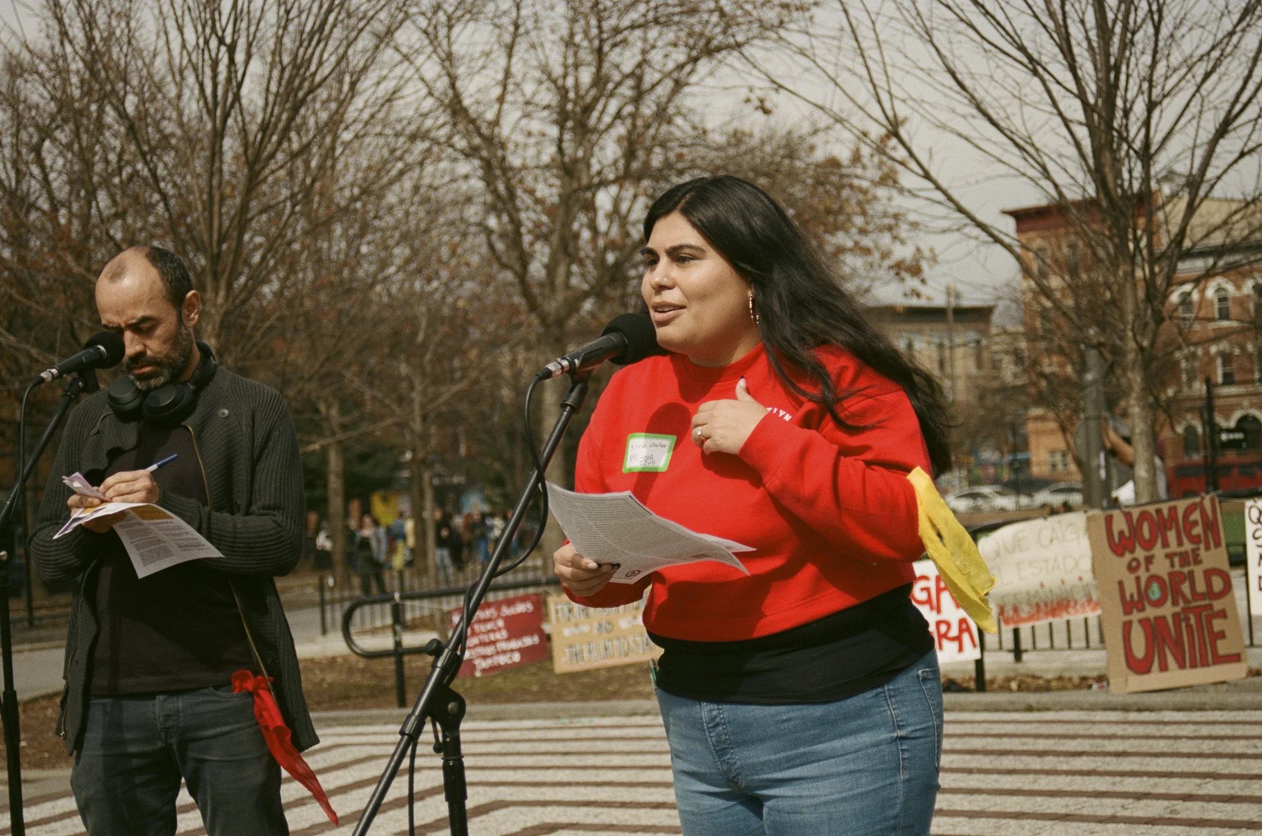 Felicia of New York City Democratic Socialists of America during 2026 Women's Strike NYC Fest 