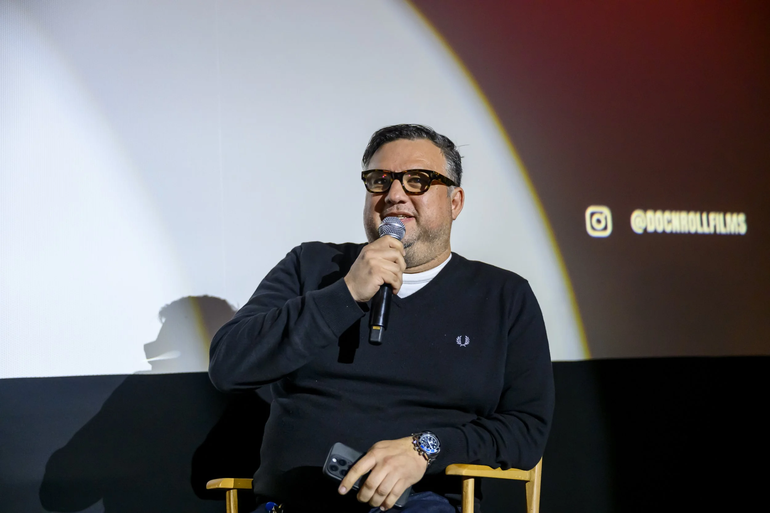 Fred Pessaro of Creem Magazine, moderating the post screening panel
