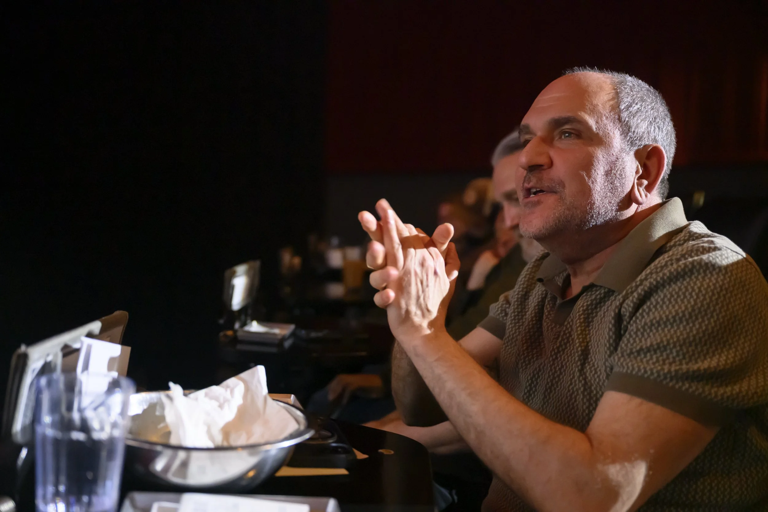 An audience member asks a question during the panel after a screening of "Butthole Surfers: The Hole Truth and Nothing Butt"